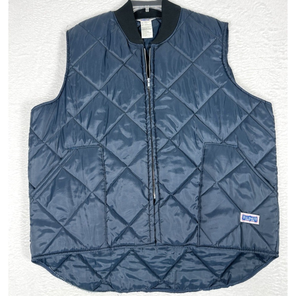 Big Smith Quilted Puffer Best Men 2XL Navy Blue Zip Nylon Made in USA